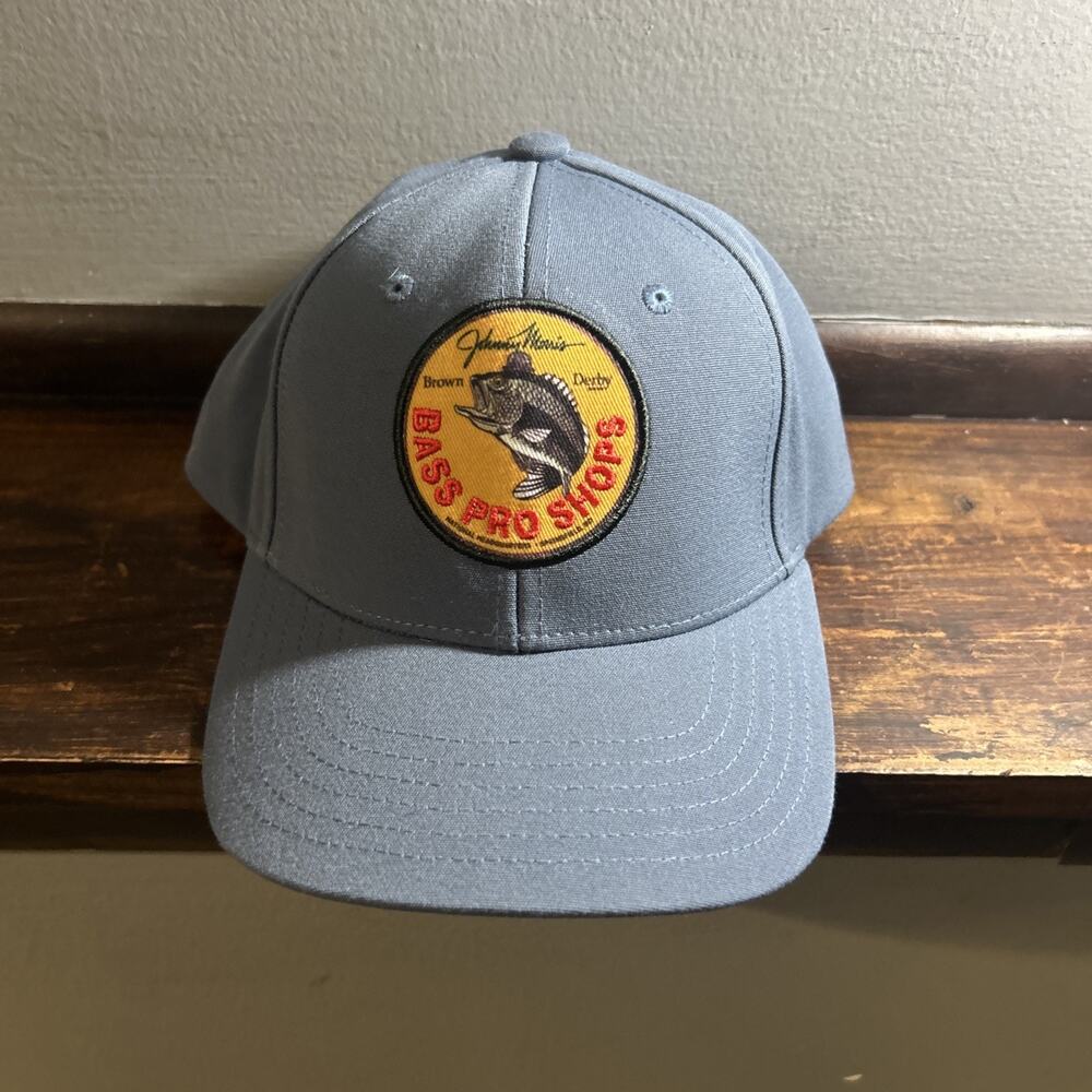 BASS PRO SHOP GONE FISHING Mesh Snapback Gray Hat Old School Logo Adjustable